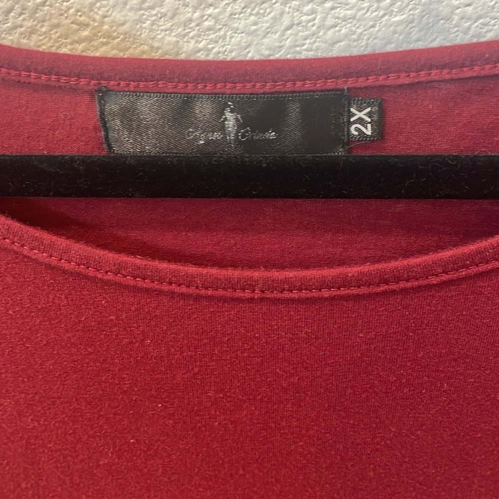 Women's Maroon embroidered Flutter Sleeve Blouse Plus size 2X - Picture 8 of 10